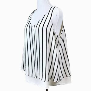 Torrid Size 2X Georgette Layer Blouse Swing Tank Stripe White Black